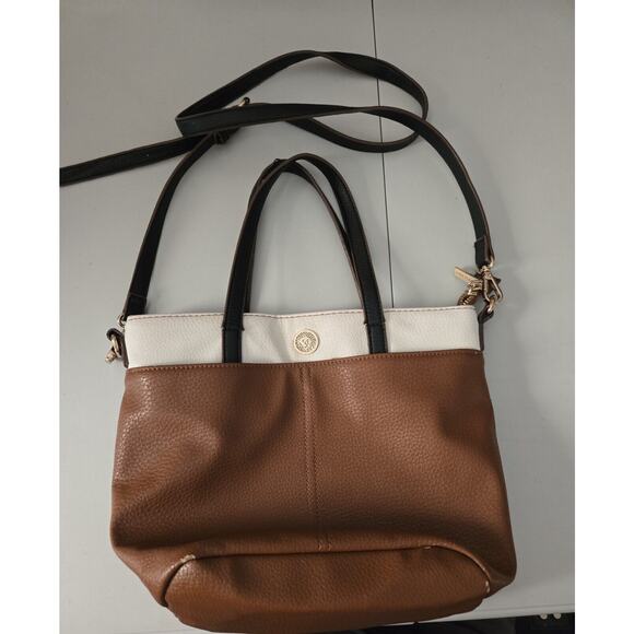 Anne Klein Brown Shoulder Bag with White Trim - Elegant! - Picture 1 of 8